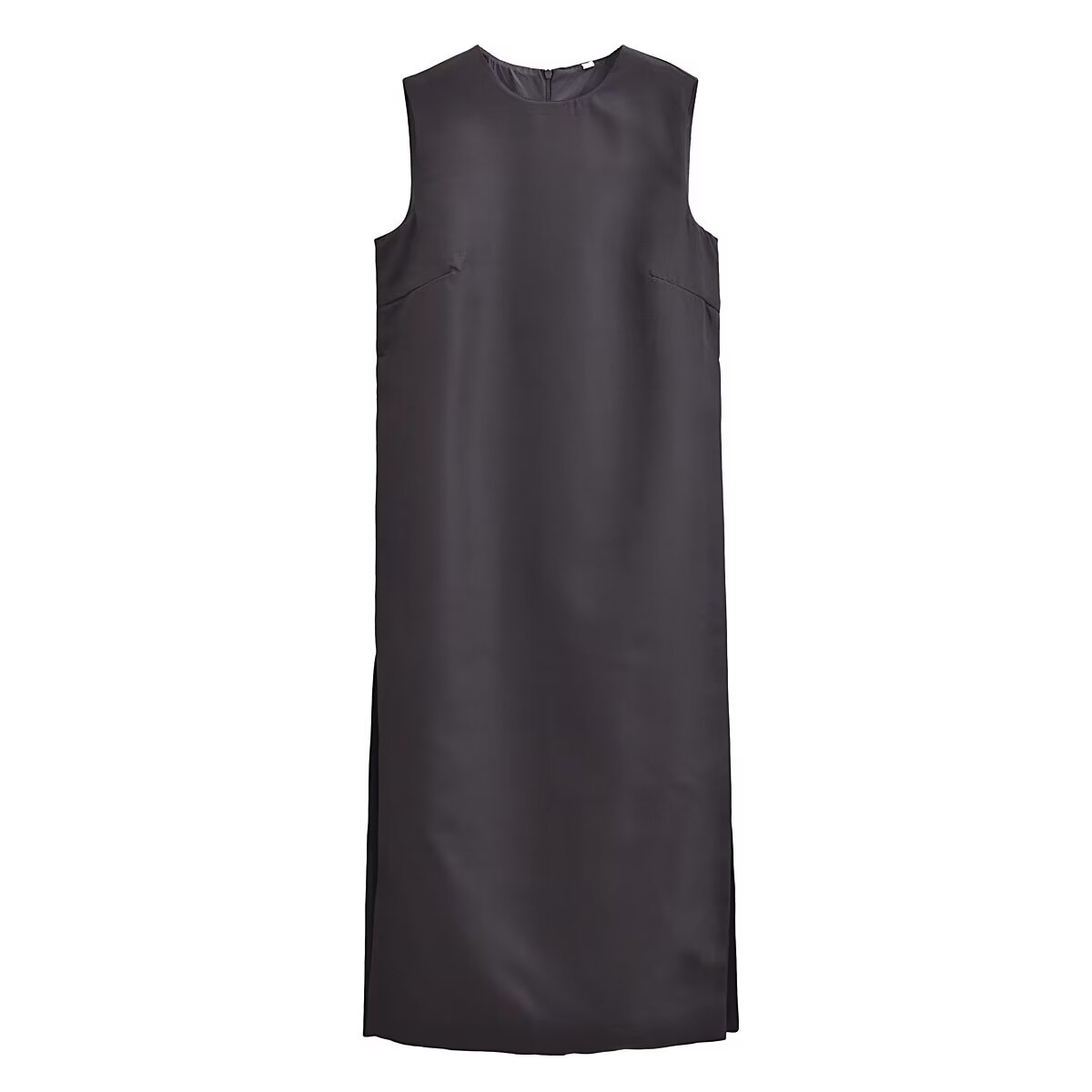 Commuting Elegant Split Straight round Neck Sleeveless Minimalist Long Vest Dress