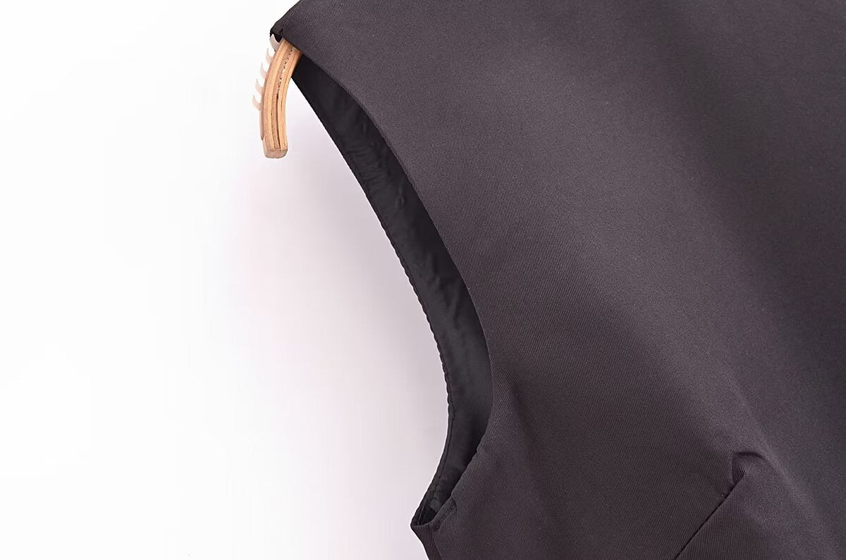 Commuting Elegant Split Straight round Neck Sleeveless Minimalist Long Vest Dress