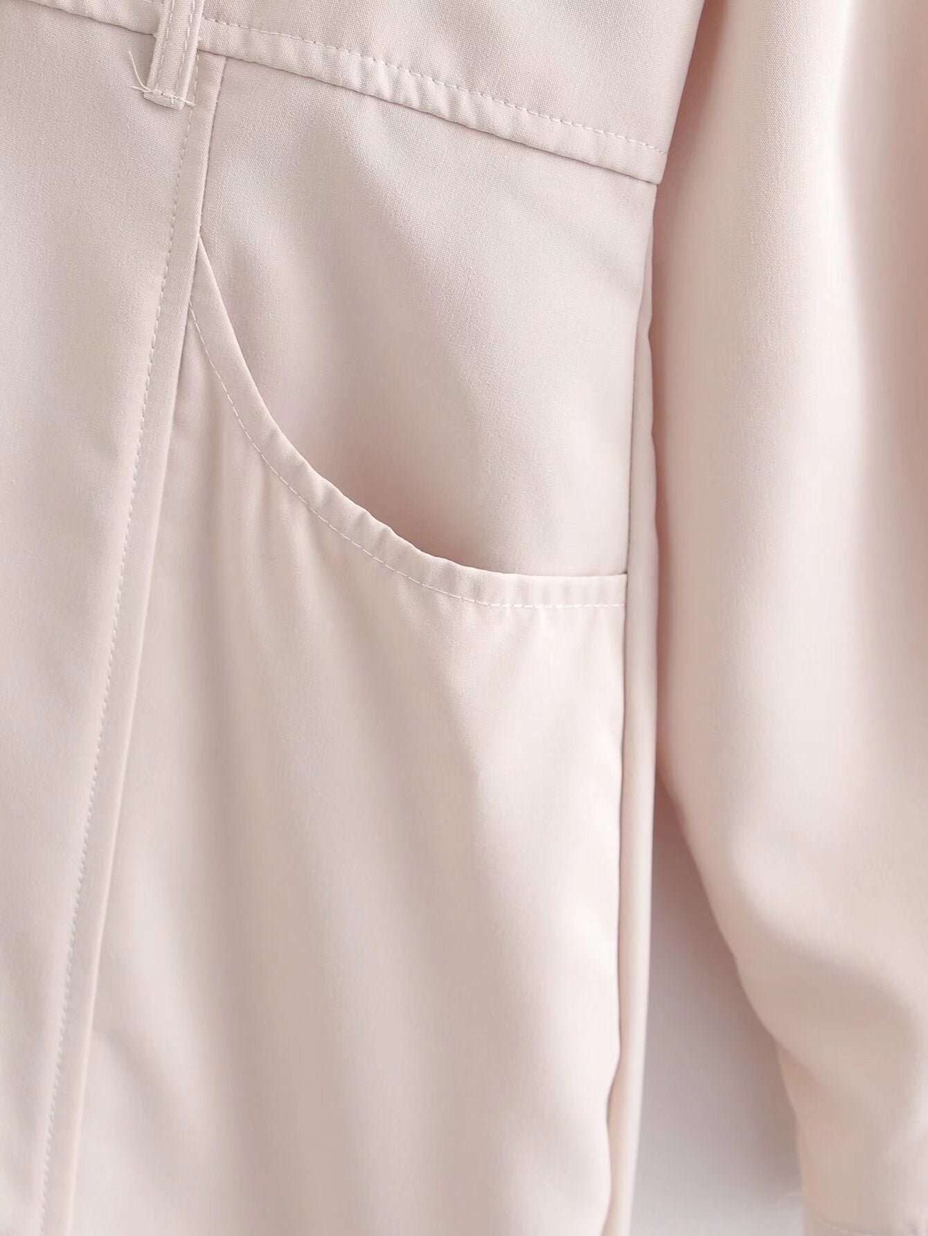 Vestido de manga larga con cuello en V y color liso para mujer de primavera