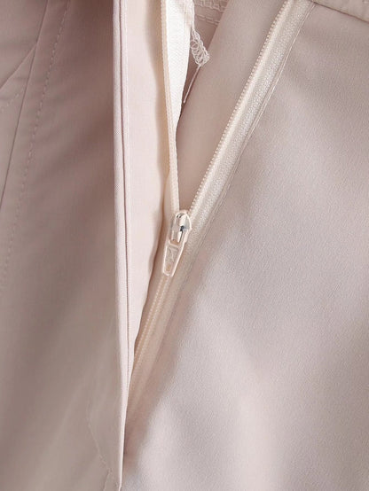 Vestido de manga larga con cuello en V y color liso para mujer de primavera