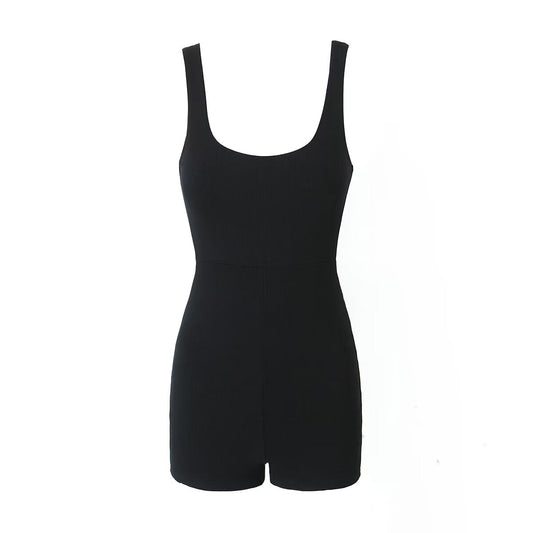 Mono sexy de punto con espalda descubierta y cruzado para mujer, prenda deportiva ajustada y sexy