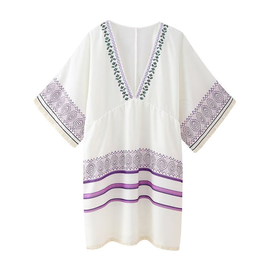 Winter Women Clothing Loose Sequin Embroidery Tassel Decorative Dress