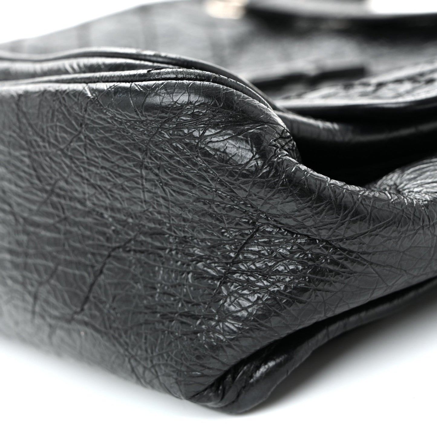 Crinkled Calfskin Matelasse Monogram Medium Niki Chain Satchel Black