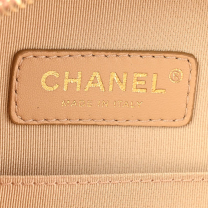 Glazed Calfskin Round As Earth Evening Bag Beige