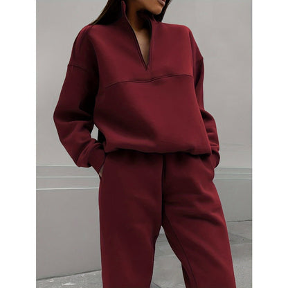 Half Zip Sweatshirt and Jogger Set for Women - Stefania