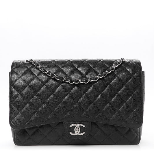 Caviar Quilted Maxi Double Flap Black