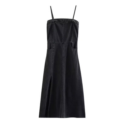 Vestido camisola vaquera ajustado estilo francés informal para mujer