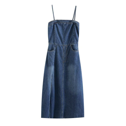 Vestido camisola vaquera ajustado estilo francés informal para mujer