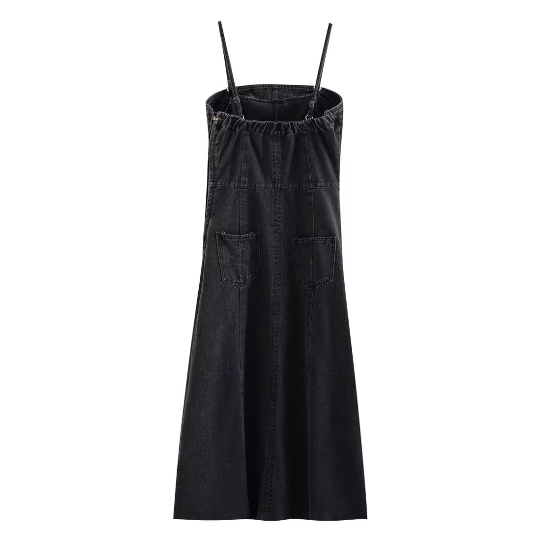 Vestido camisola vaquera ajustado estilo francés informal para mujer