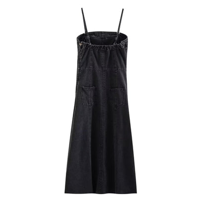 Vestido camisola vaquera ajustado estilo francés informal para mujer