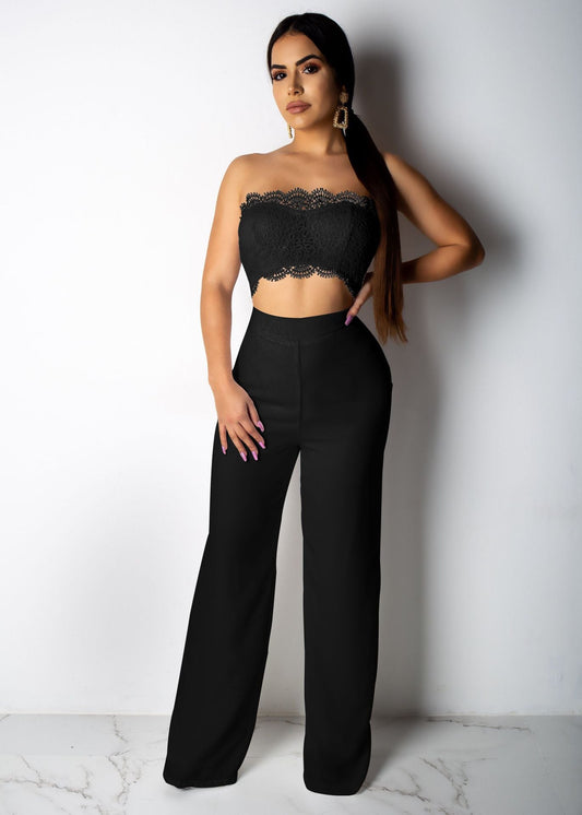 Mono de encaje sexy de color sólido de boutique