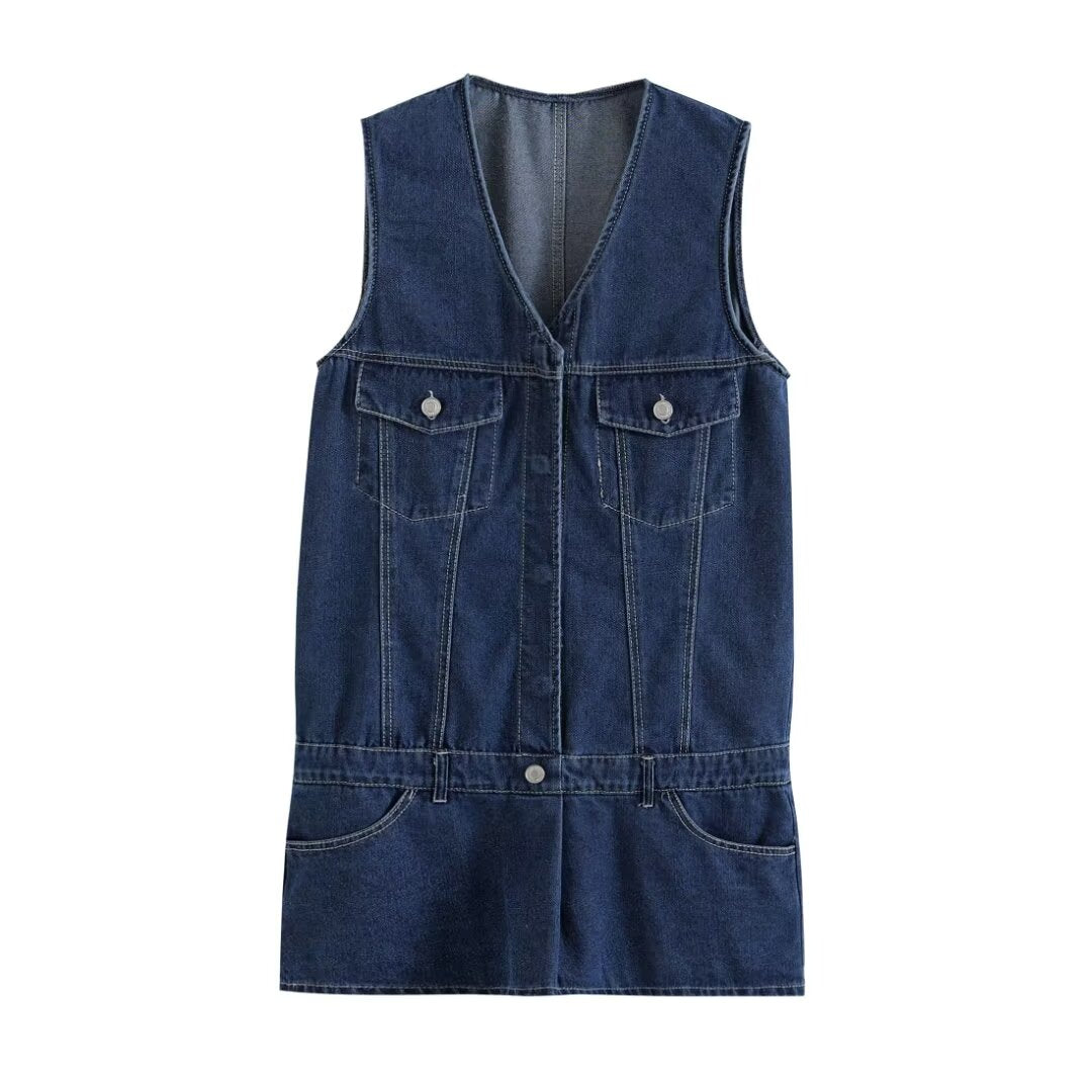 Ropa de primavera para mujer, pantalones vaqueros casuales tipo culotte siamés