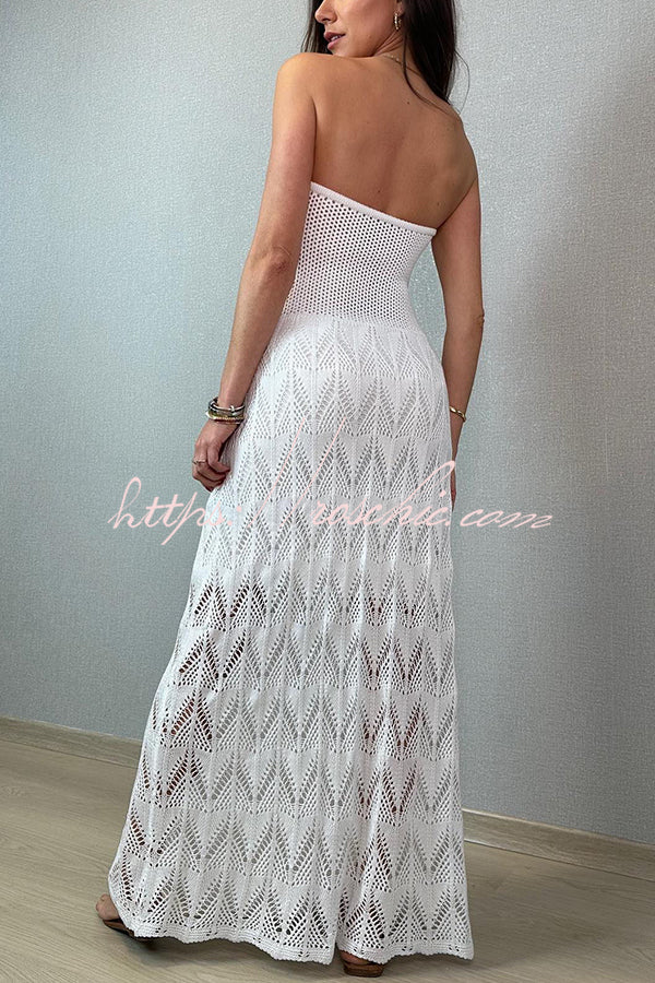Romantic Story Knit Texture Off Shoulder Stretch Maxi Dress