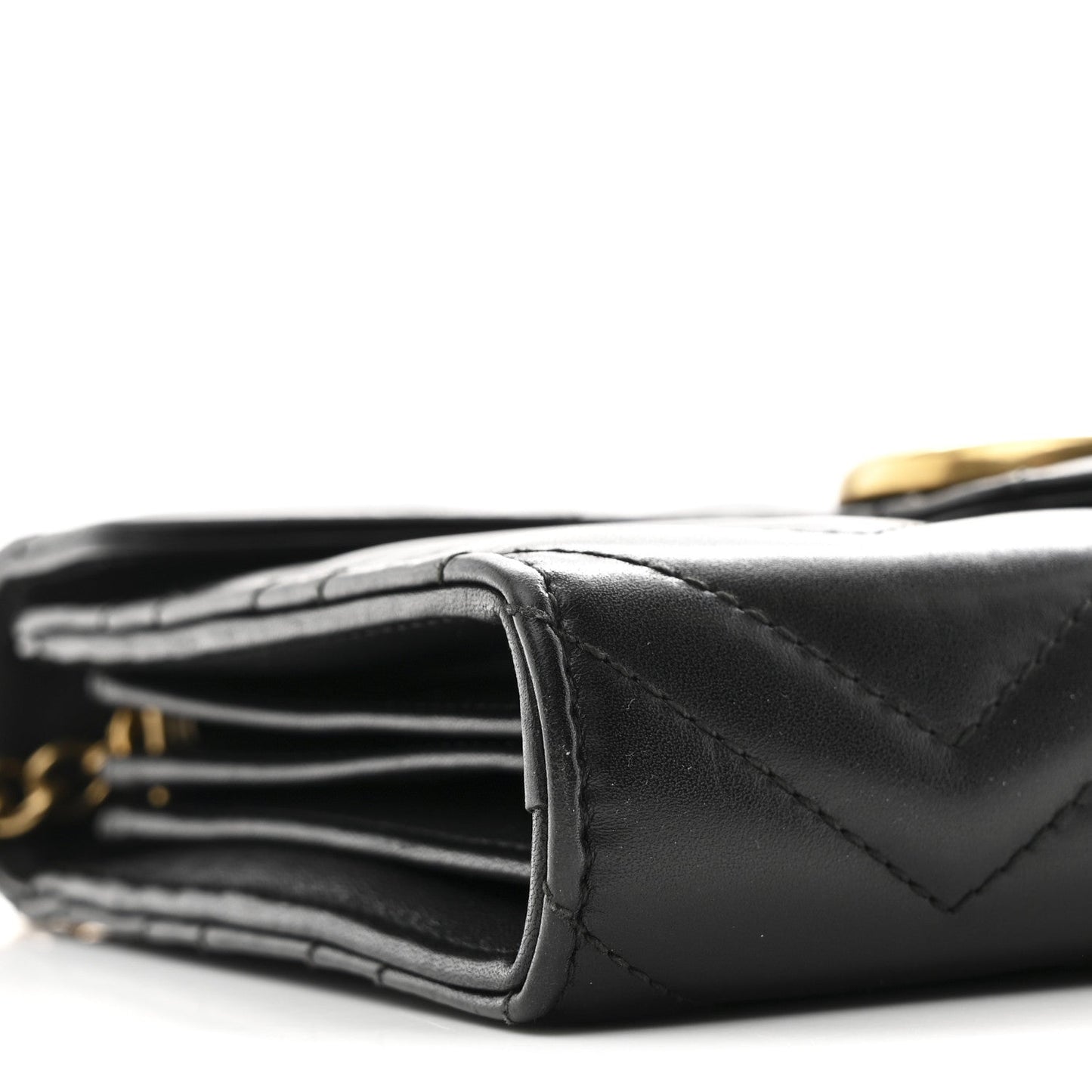 Calfskin Matelasse GG Marmont Chain Wallet Black