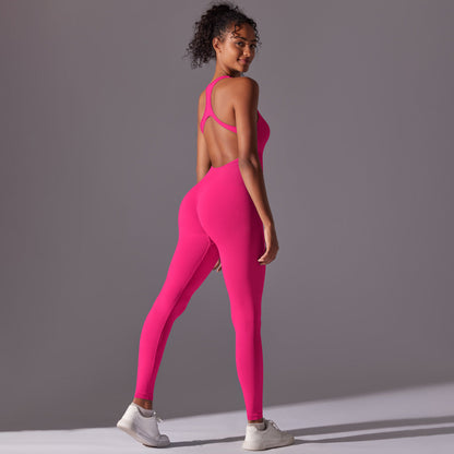 Spring Gym Seamless Shaping Yoga Jumpsuit Integrated Belly Contracting Close Fitting Sports Back Shaping One Piece