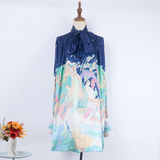 Women Loose Lace Up Dress