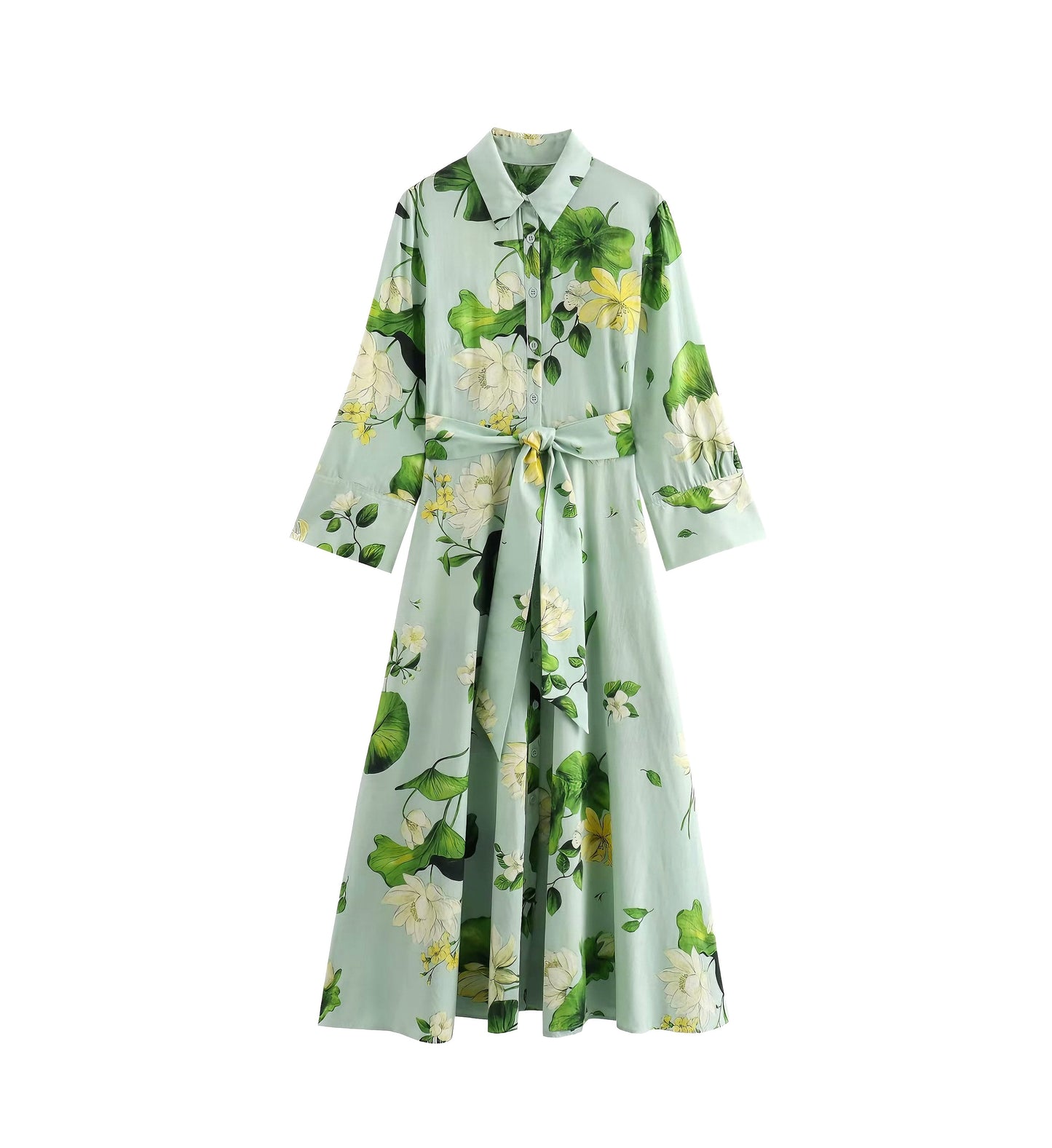 Vestido camisero sencillo con cordones y decoración de verano para mujer