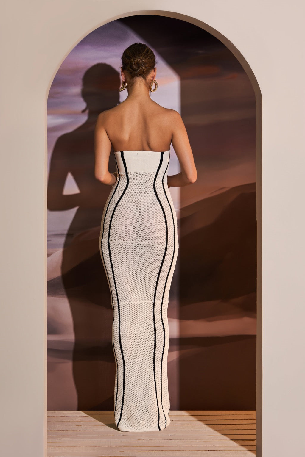 Olivia Strapless Lace Up Maxi Knit Dress