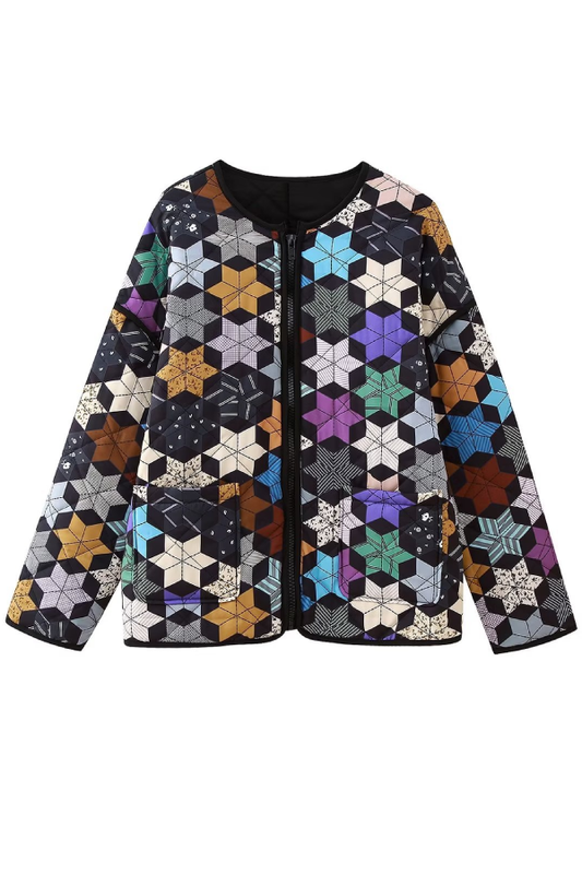 Chaqueta holgada de algodón con estampado de estrellas de cinco puntas 