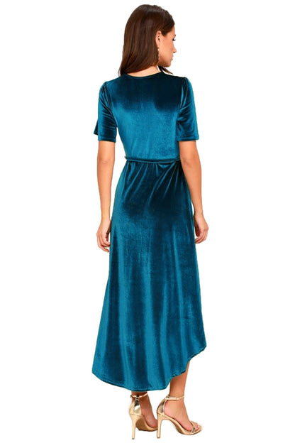 Ropa de mujer Vestido con cuello en V Cárdigan de terciopelo Vestido asimétrico irregular con cordones