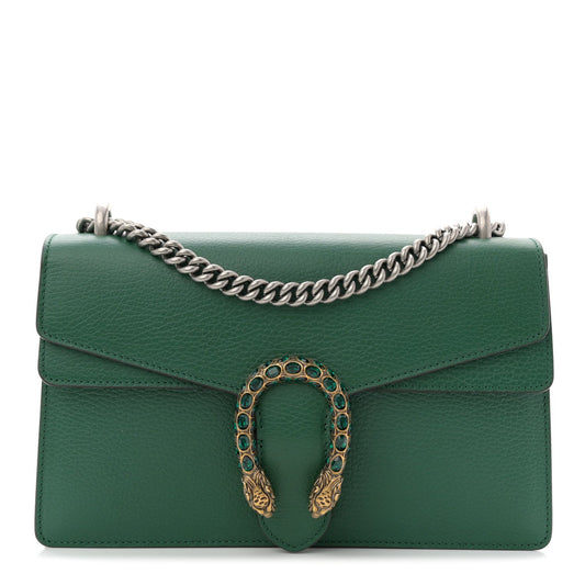 Pebbled Calfskin Small Dionysus Shoulder Bag Emerald