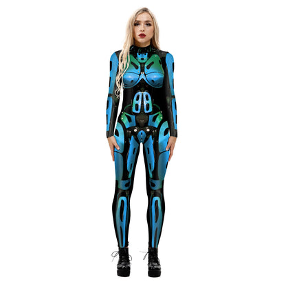 Ropa de cosplay con estampado digital para mujer, mono de manga larga para Halloween