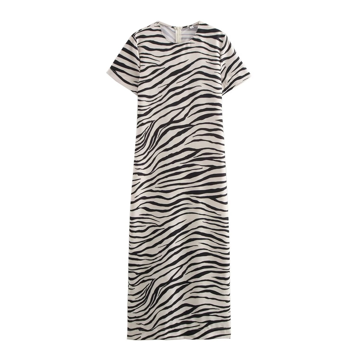 Vestido elegante con estampado animal de moda para mujer de otoño