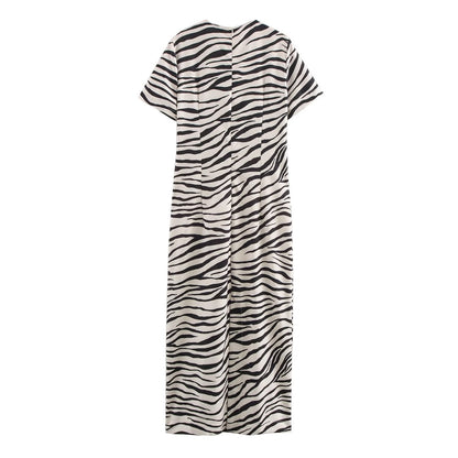 Vestido elegante con estampado animal de moda para mujer de otoño