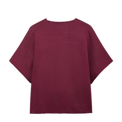 Top deportivo de manga corta con cuello en V y costuras lisas para mujer