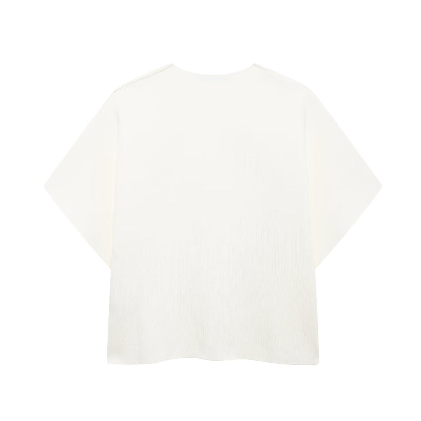 Top deportivo de manga corta con cuello en V y costuras lisas para mujer