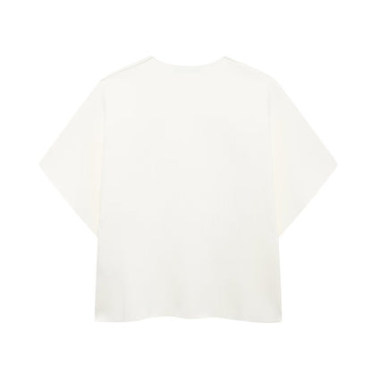 Top deportivo de manga corta con cuello en V y costuras lisas para mujer