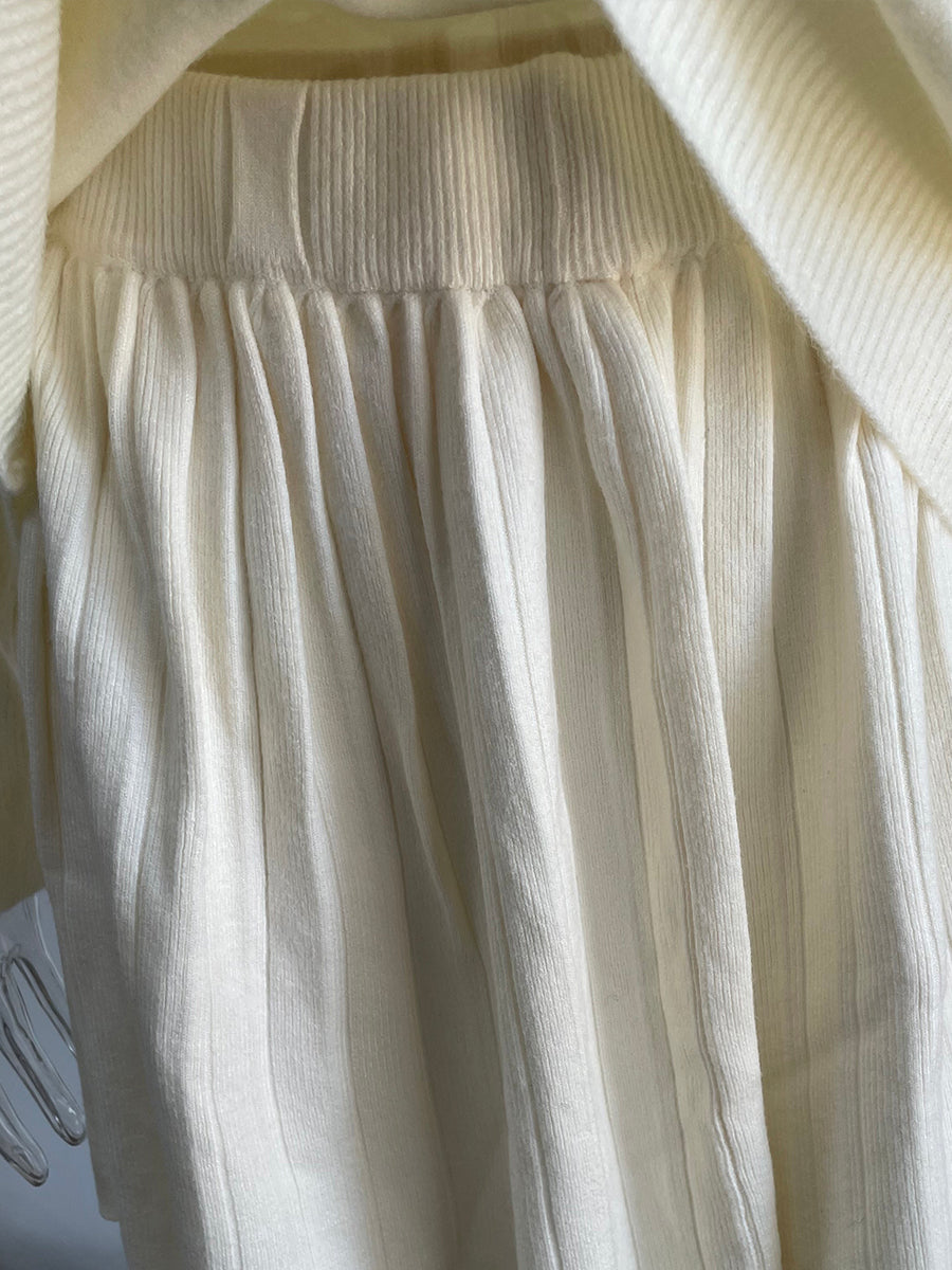Conjunto de suéter y falda plisada de cuello redondo de color liso para mujer, conjuntos de falda de punto