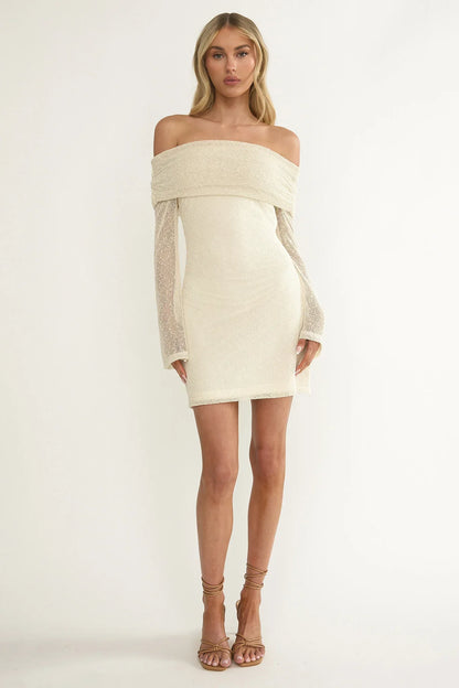 Alivya Off-Shoulder Knit Mini Dress Butter