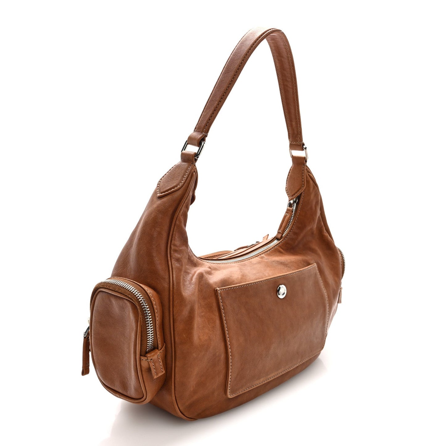 Nappa Large Multi Pocket Hobo Caramel
