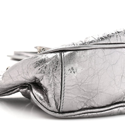 Metallic Agneau Arena Le Cagole Chain Shoulder Bag XS Silver