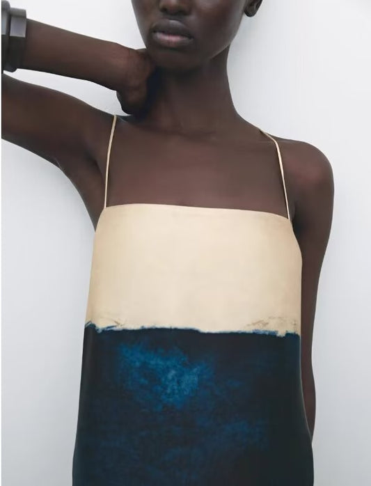 Retro Printing Slip Dress