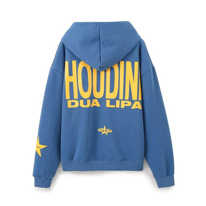 Sudadera francesa informal holgada de manga larga con capucha y estampado gráfico de letras Idle Sense