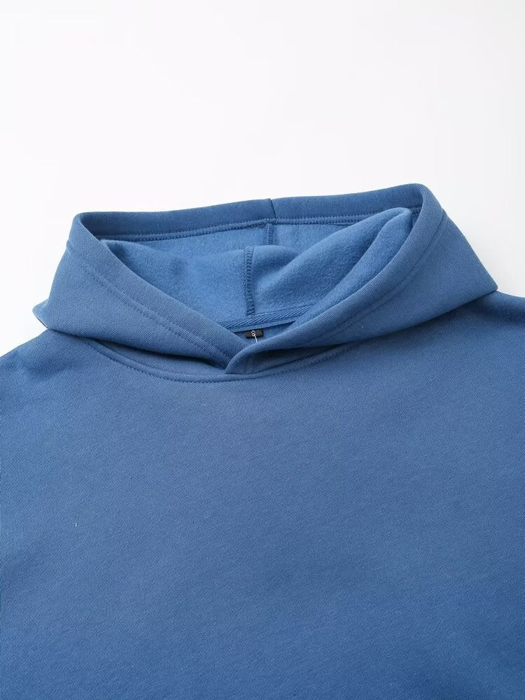 Sudadera francesa informal holgada de manga larga con capucha y estampado gráfico de letras Idle Sense