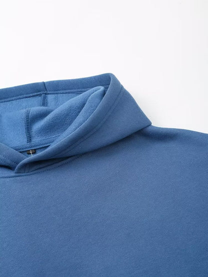 Sudadera francesa informal holgada de manga larga con capucha y estampado gráfico de letras Idle Sense