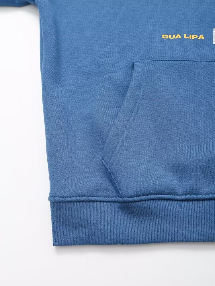 Sudadera francesa informal holgada de manga larga con capucha y estampado gráfico de letras Idle Sense