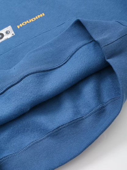 Sudadera francesa informal holgada de manga larga con capucha y estampado gráfico de letras Idle Sense
