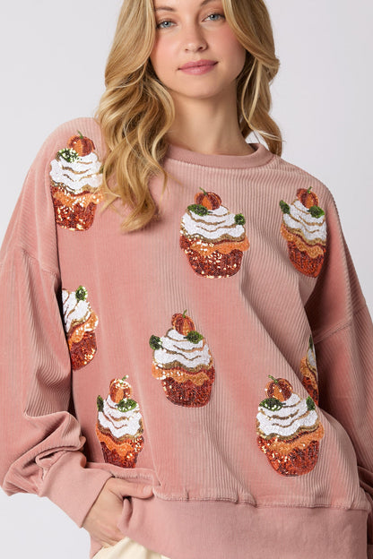 Sudadera holgada con cuello redondo y estampado de calabaza navideña de otoño e invierno