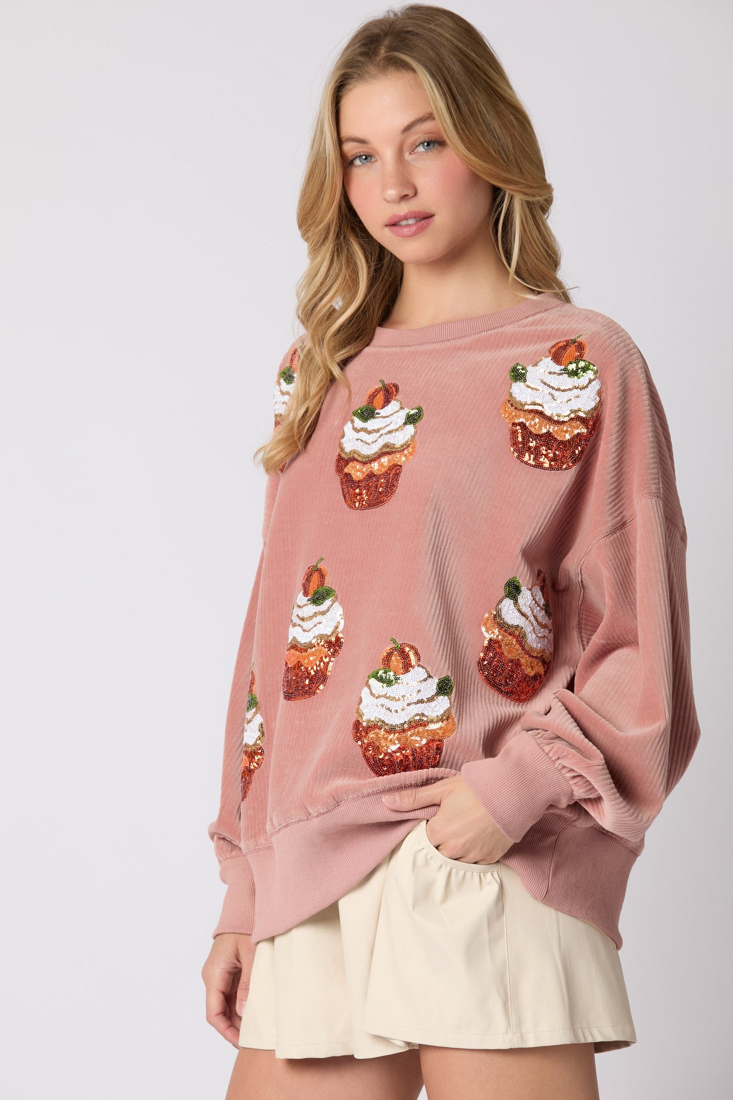 Sudadera holgada con cuello redondo y estampado de calabaza navideña de otoño e invierno