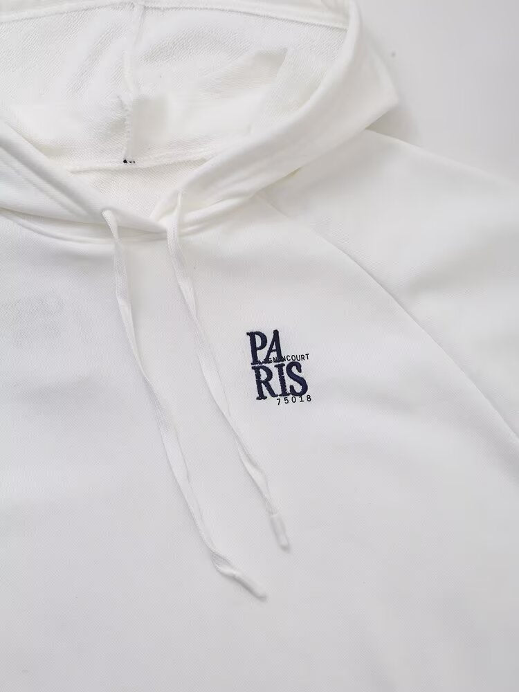 Sudadera con capucha decorativa bordada con letras y estampado a juego para mujer, ropa de oficina de primavera