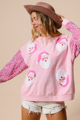 Ropa de mujer Top de manga larga con cuello redondo y estampado navideño Sudadera de manga larga para mujer