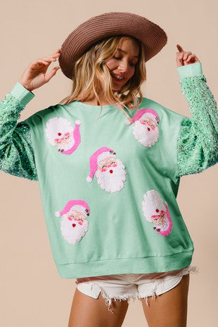 Ropa de mujer Top de manga larga con cuello redondo y estampado navideño Sudadera de manga larga para mujer