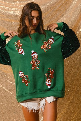 Ropa de mujer Top de manga larga con cuello redondo y estampado navideño Sudadera de manga larga para mujer