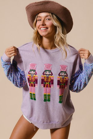 Ropa de mujer Top de manga larga con cuello redondo y estampado navideño Sudadera de manga larga para mujer