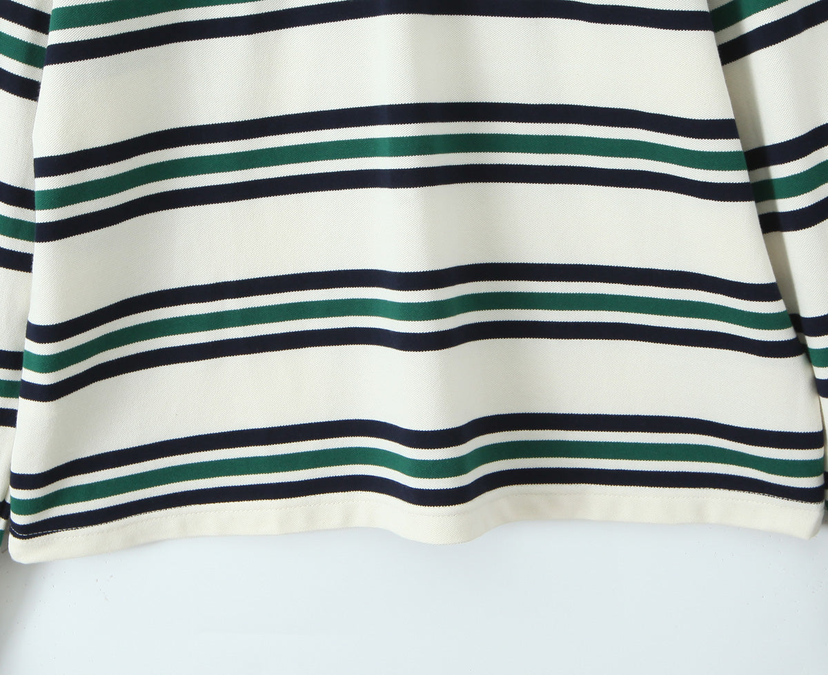 Camiseta polo de punto con rayas horizontales de colores contrastantes para mujer, ropa de otoño, camiseta de manga larga para mujer