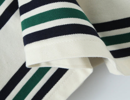 Camiseta polo de punto con rayas horizontales de colores contrastantes para mujer, ropa de otoño, camiseta de manga larga para mujer